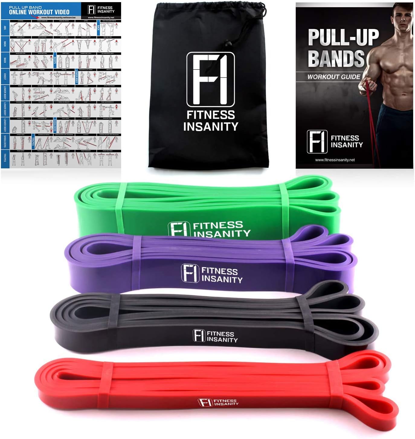 Pull Up Assist Bands – 4-Piece Heavy Duty Resistance Bands – Mobility and Powerlifting Exercise Bands – Perfect for Powerlifting, Body Stretching and Resistance Training