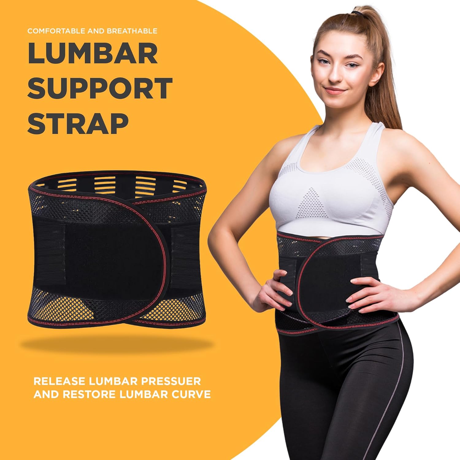 Mini Inversion Table plus Adjustable Breathable Back Support Belt, Portable Inversion Table, Lumbar Decompression Table, Yoga Inversion Stool 330 lbs. Weight Capacity, Compact Foldable Back Stretcher