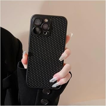 Heat Dissipation Breathable Cooling Phone Case for iPhone 15 14 13 12 11 Pro Max Cellphone Cases Camera Protector Soft Shell Back Cover Color Black, Size for iPhone 12 Pro Max