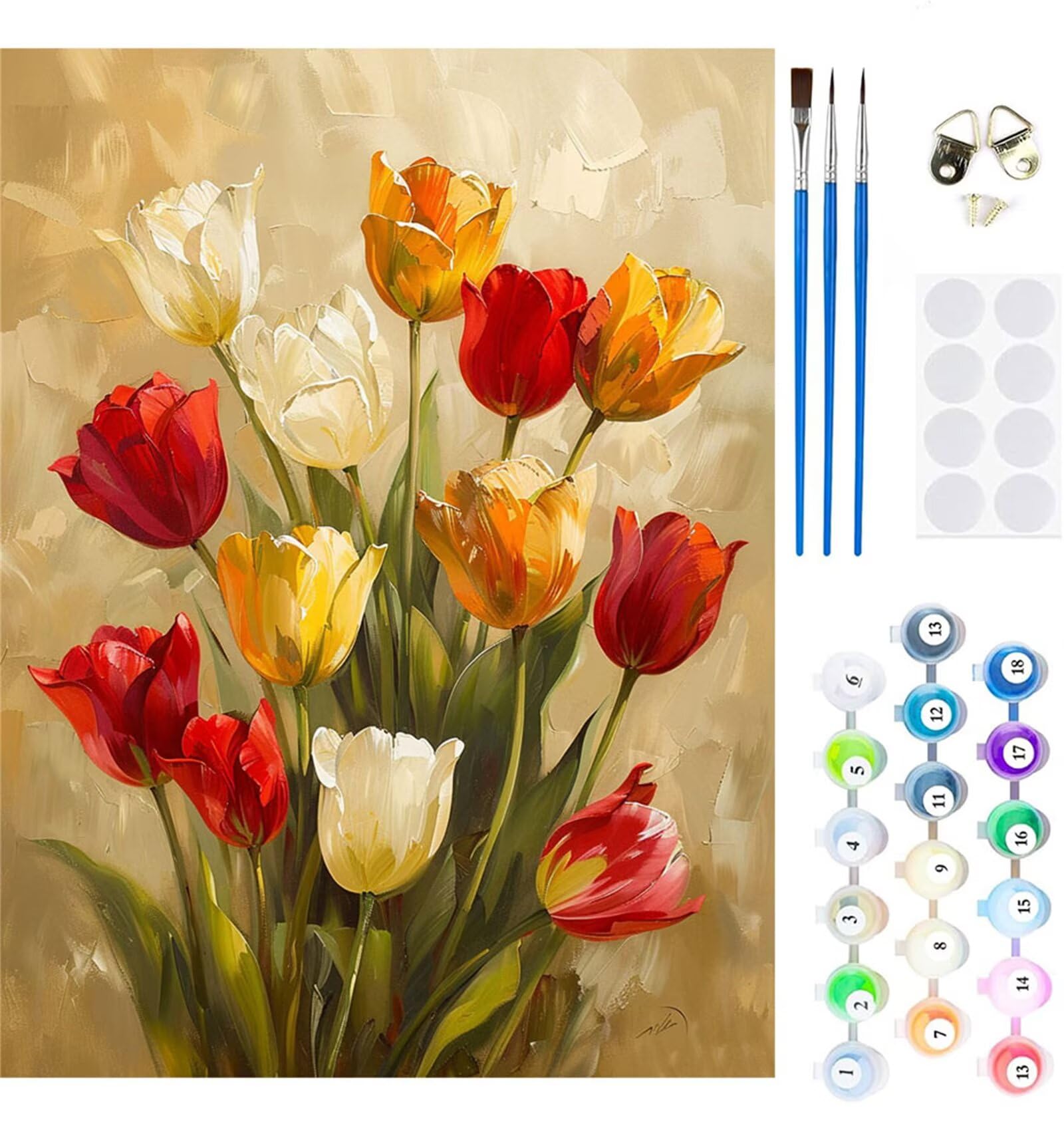 Malen Nach Zahlen Blume,Tulpe Malen Nach Zahlen Kinder Anfänger,Malen-Nach-Zahlen ab 7 8 9 Jahre Mädchen Geschenke,DIY Ölgemälde Set Pinseln Acrylpigment Leinwan,Home Wanddeko Wohnzimme 80x100cm M-439