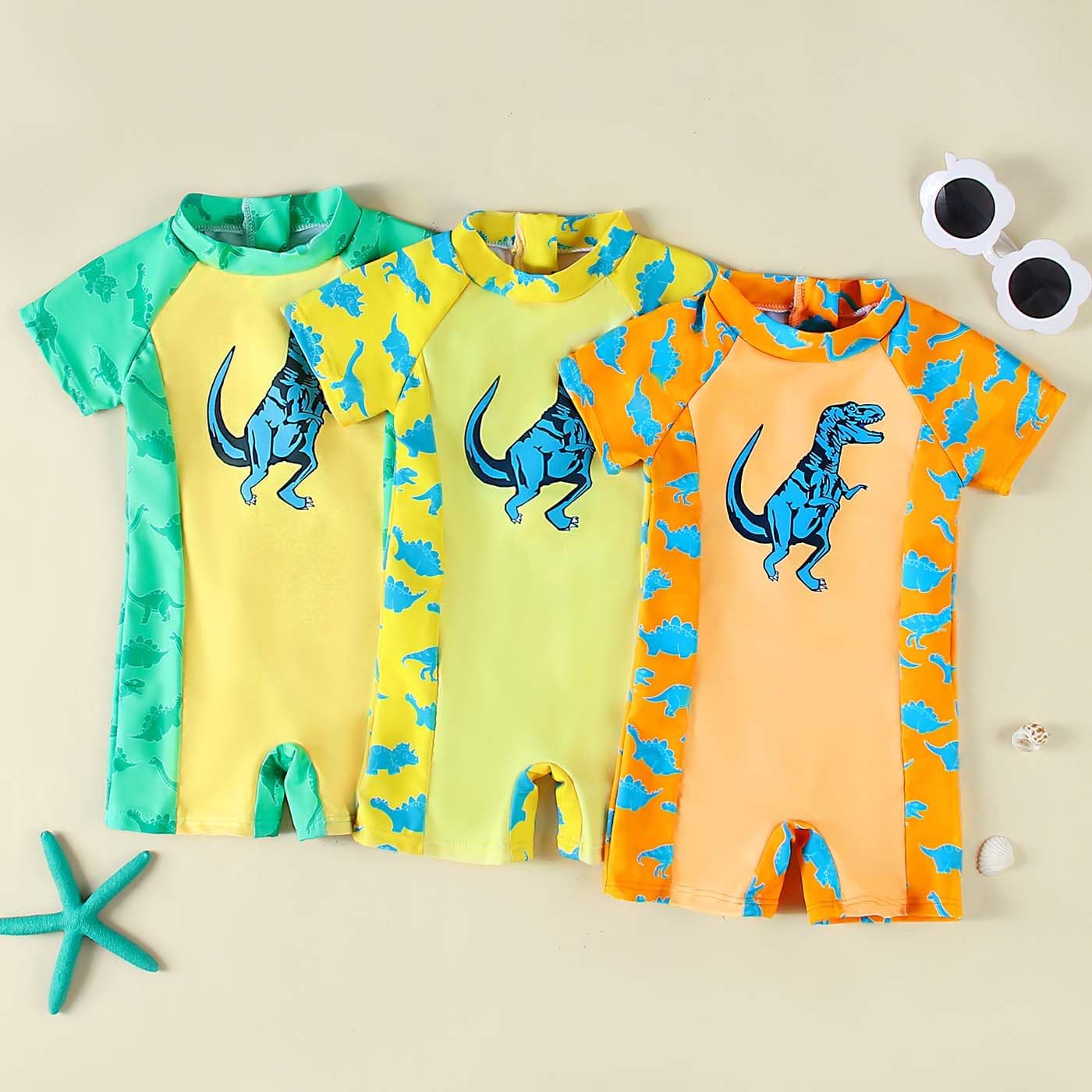 Toddler Baby Boys' Swimwear One Piece UPF 50+ Swimsuit Boy Lovely Cartoon Prints Bathing Suit - Image 6