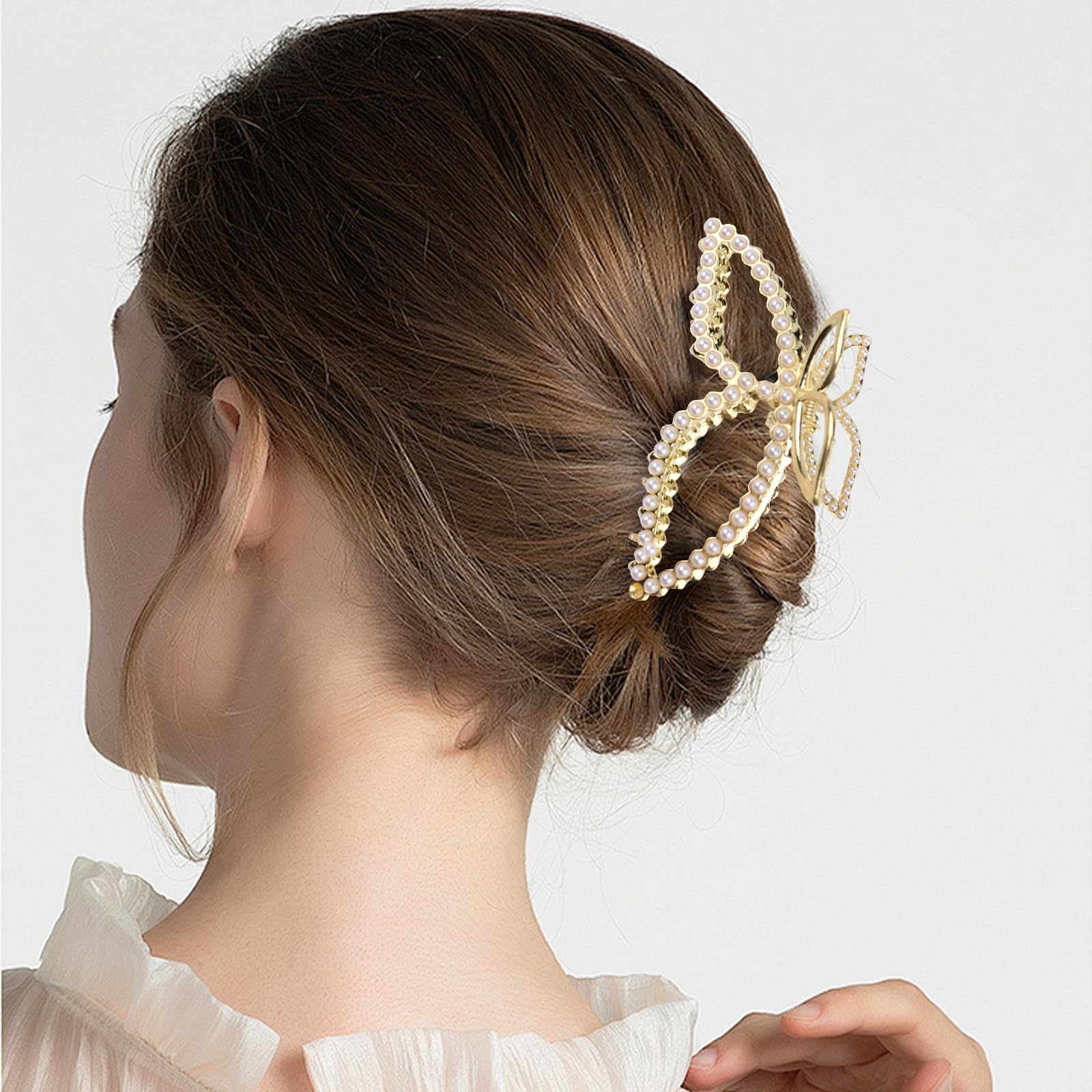 Butterfly Brown Cream Crystal Hair Clip Rhinestone Butterfly Hair Clip – The Blooming Jewel main image 4