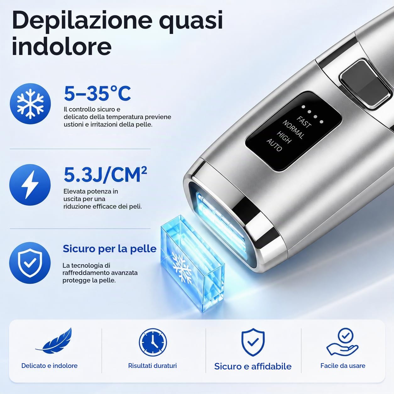 Epilatore Luce Pulsata con Funzione di Raffreddamento, 999999 Epilatore Laser 9 Livelli di Energia, Epilatore Per Donne e Uomini, Ascelle,Viso, Tutto il Corpo,