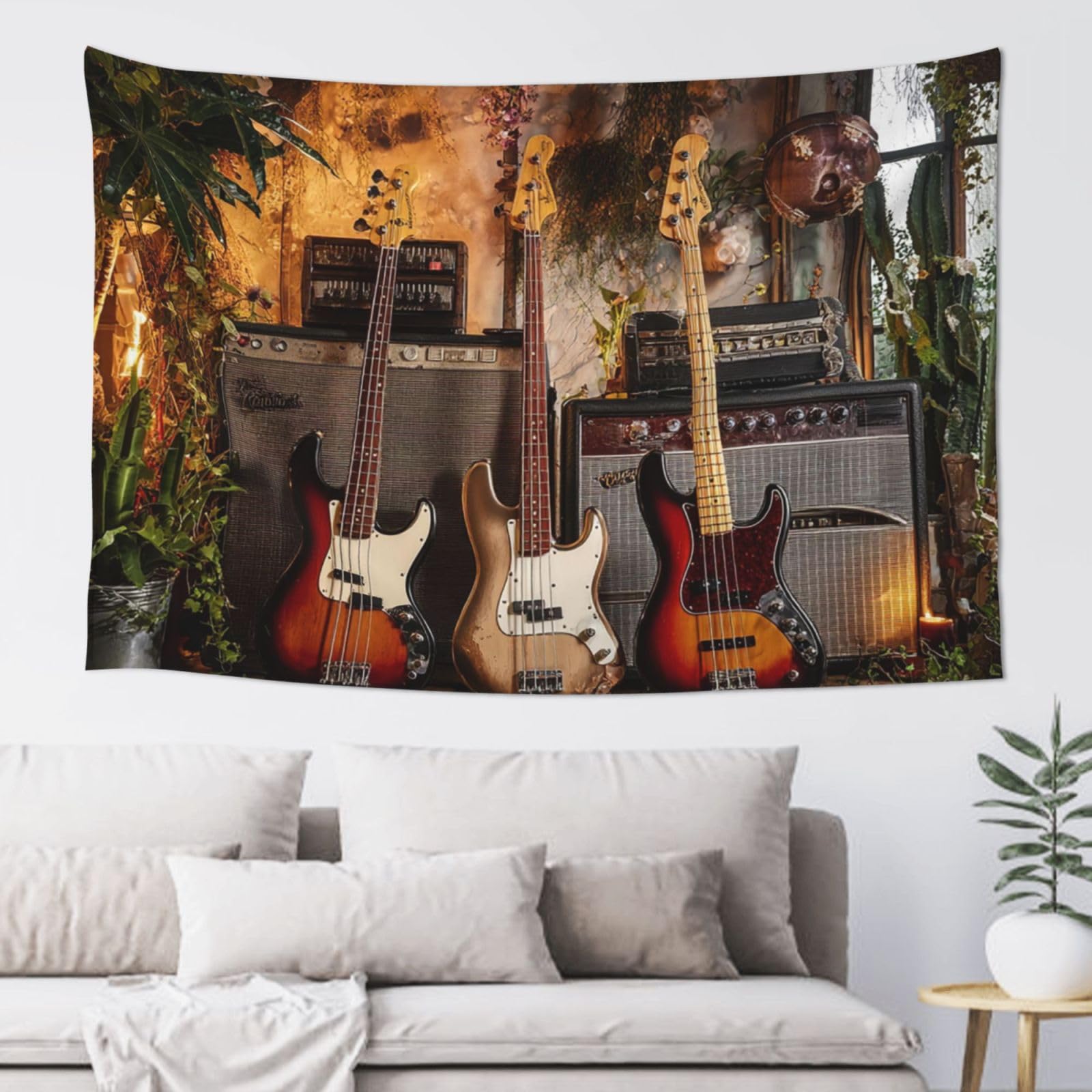 QLDETUPWLX Tapestry 152x102 cm Wall Hanging for Living Room Guitar Bass Instruments Tapestries Home Decor Soft Aesthetic Tapestries Hanging Decor Blanket Wall Tapestry for Bedroom Dorm Indoor Outdoor