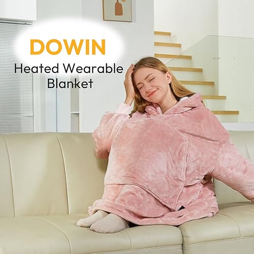 Miniatura 4 de Manta térmica con pilas, viene con cargador recargable portátil de 5000 mAh, inalámbrico USB Fannel Sherpa sudadera con capucha de gran tamaño,