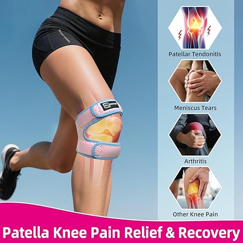 Miniatura 2 de Correa de soporte de tendón rotuliano doble, rodillera para mujeres y hombres, banda de rótula con almohadillas de gel, alivio del dolor de rodilla