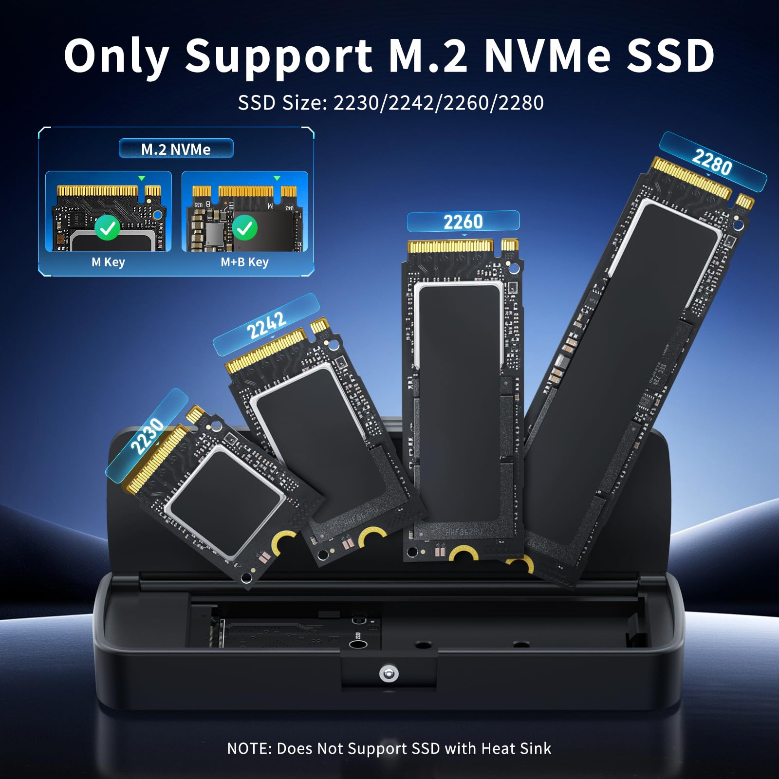 FIDECO Box esterno per SSD M.2 NVMe, adattatore da M.2 NVMe a USB, lettore SSD USB 3.2 Gen 2 (10Gbps) con installazione senza attrezzi, supporto UASP e Trim, design a sandwich