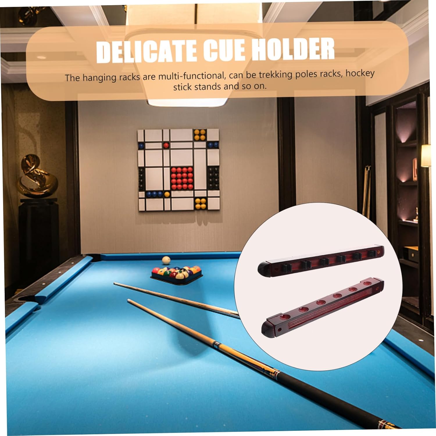 1Set Multi Hole Cue Holder Rack for Billiards Decorative Pole Display Stand for Cues Durable and Stylish Storage for Pool Tables