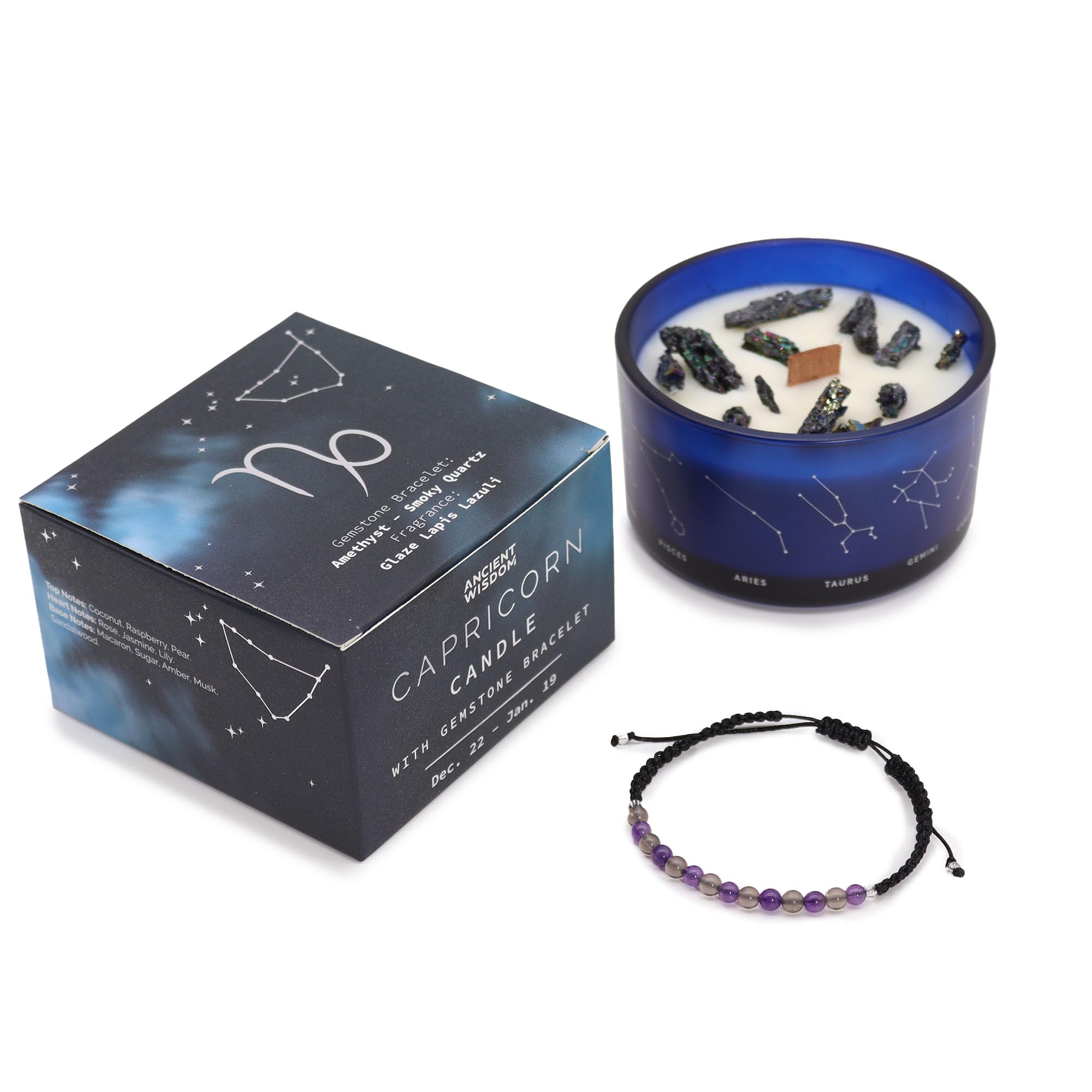 Serenityy Zodiac Crystal Candle With Gemstone Bracelet For CapricornGlaze Lapis Lazuli Fragrance320G from B&Q