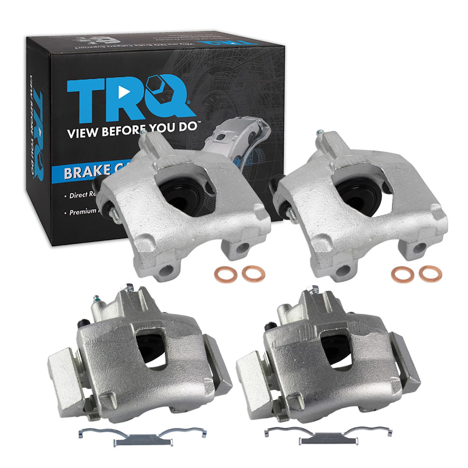 TRQ Front and Rear Brake Caliper Set Zinc Coated Brackets Compatible with 2001-2007 Chrysler Town and Country 2001-2007 Dodge Caravan Grand Caravan