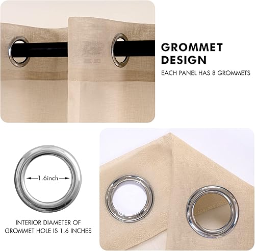 Miniatura 4 de MIULEE - Cortinas transparentes para ventana (2 paneles). Cortinas elegantes., Poliéster & Mezcla de poliéster, Marrón