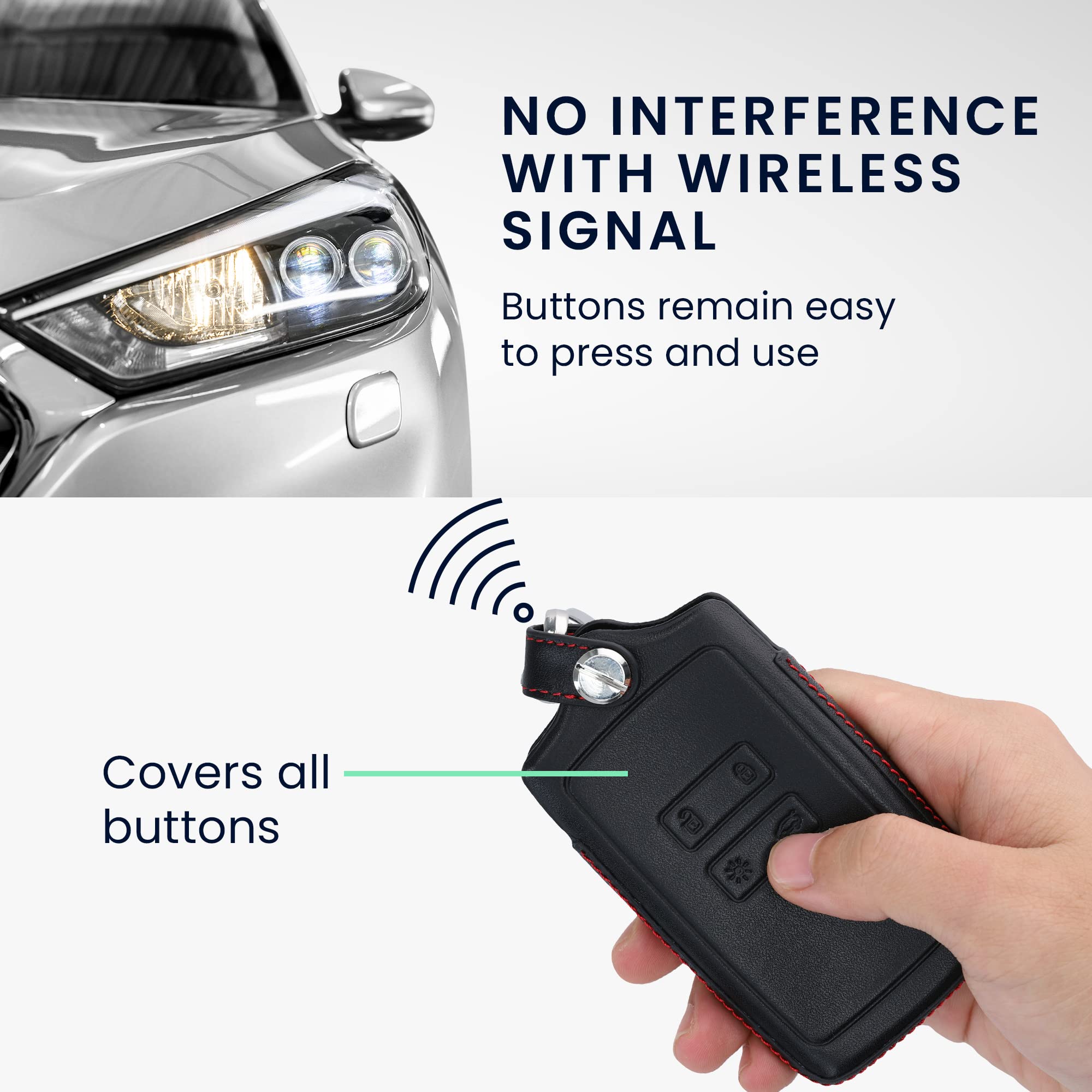 kwmobile Etui na kluczyki samochodowe kompatybilne z Renault Smartkey z 4 przyciskami (tylko Keyless Go) - skórzane etui ochronne na klucze, czarno-czerwone