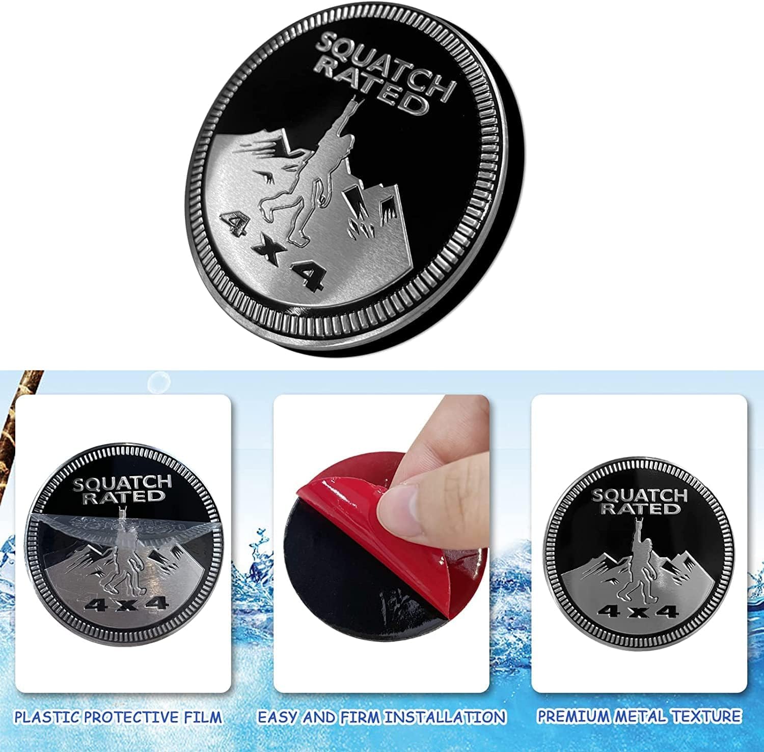 Black Squatch Emblema Auto 3D In Metallo – Bigfoot Con Alieni – Adesivo Tondo Per Jeep, 4x4 Cm