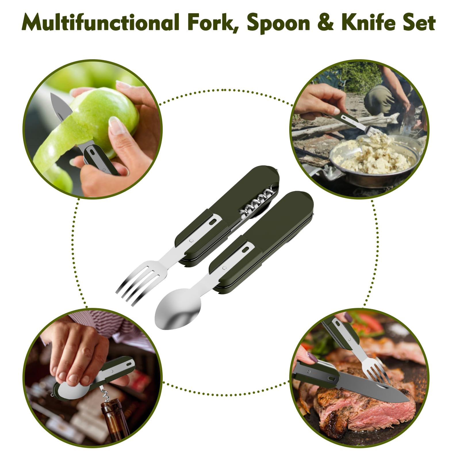 Set Posate Pieghevoli 7 In 1 Inox - Per Campeggio, Viaggi E Picnic - Foto 8