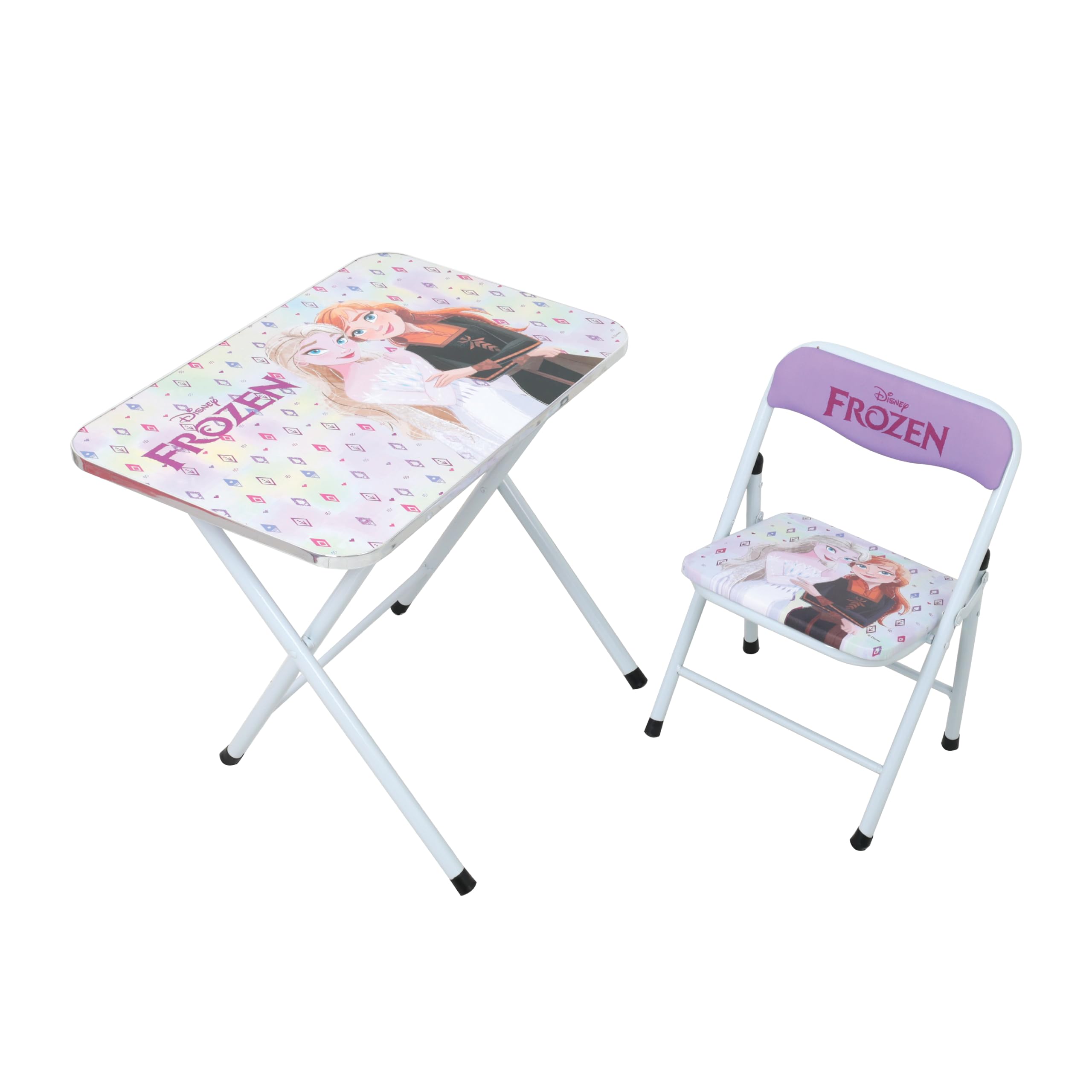 The Disney Frozen Kids Educational Table and Chair Set, Steel and Poliester  cushion Folding Multipurpose Table Chair, Table Chair Set for Growing Kids