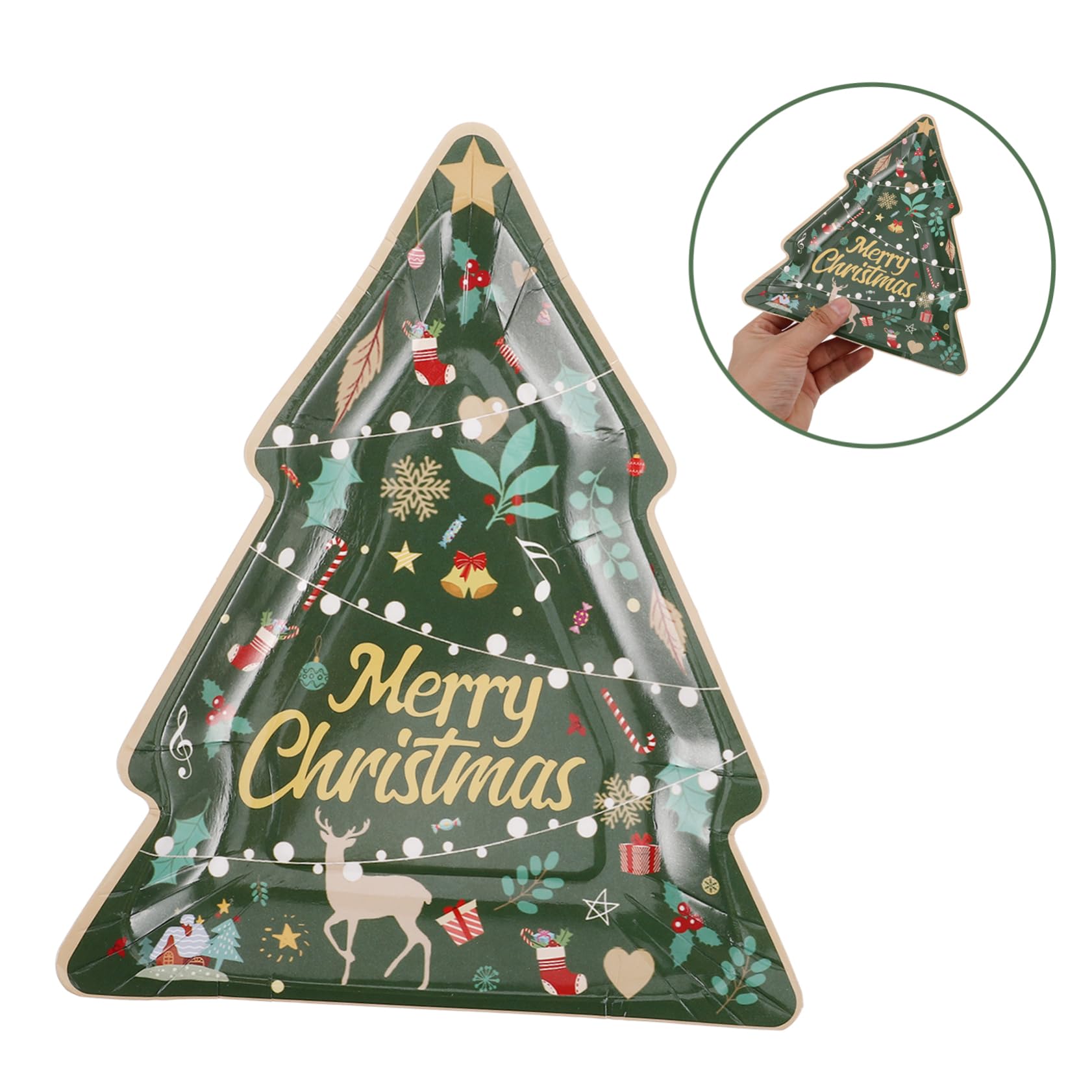 Amazon.co.jp: ASAKKURA 10個クリスマスツリー型使い捨て紙皿 ホリデー