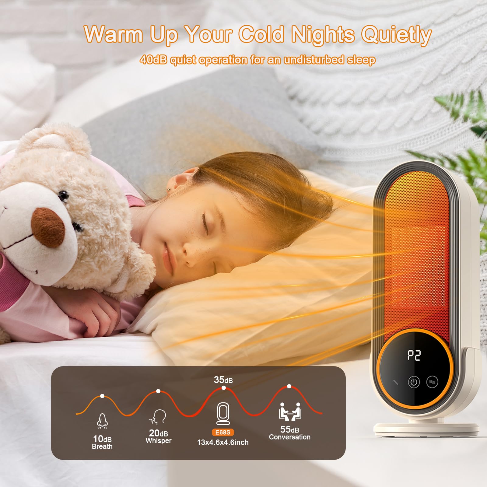 Calefactor eléctrico portátil pequeño para oficina, dormitorio, camping