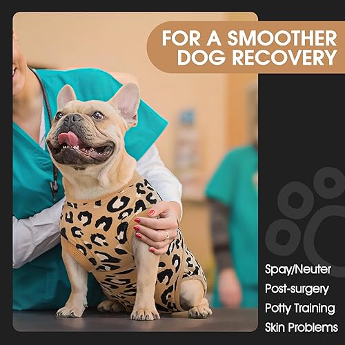 Miniatura 49 de Fuamey Traje de recuperación para perros, esterilización, protege la piel, antilamidos, heridas abdominales, mameluco para hembra, macho, cachorro