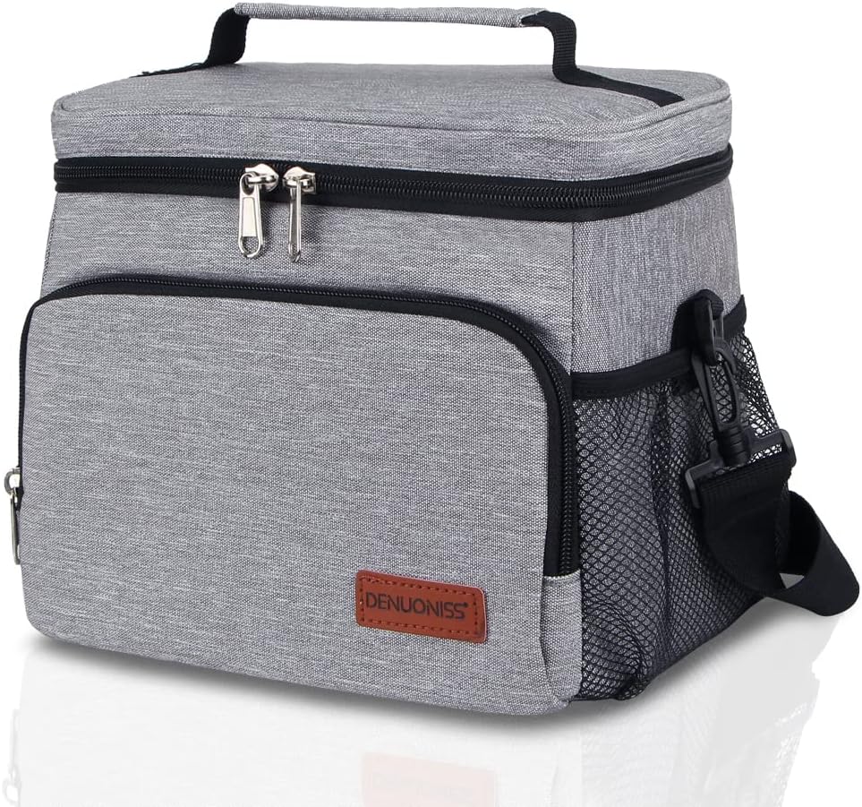 hombrimaLunch Bags, Insulated Lunch Box Cooler Bag for Kids Adults School Hiking Picnic (Gray)