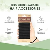 Vista 3 de BIODEGRADABLE - Lazos elásticos para el cabello para mujeres y hombres, orgánicos, sin arrugas, ligas negras para cola de caballo y coletas