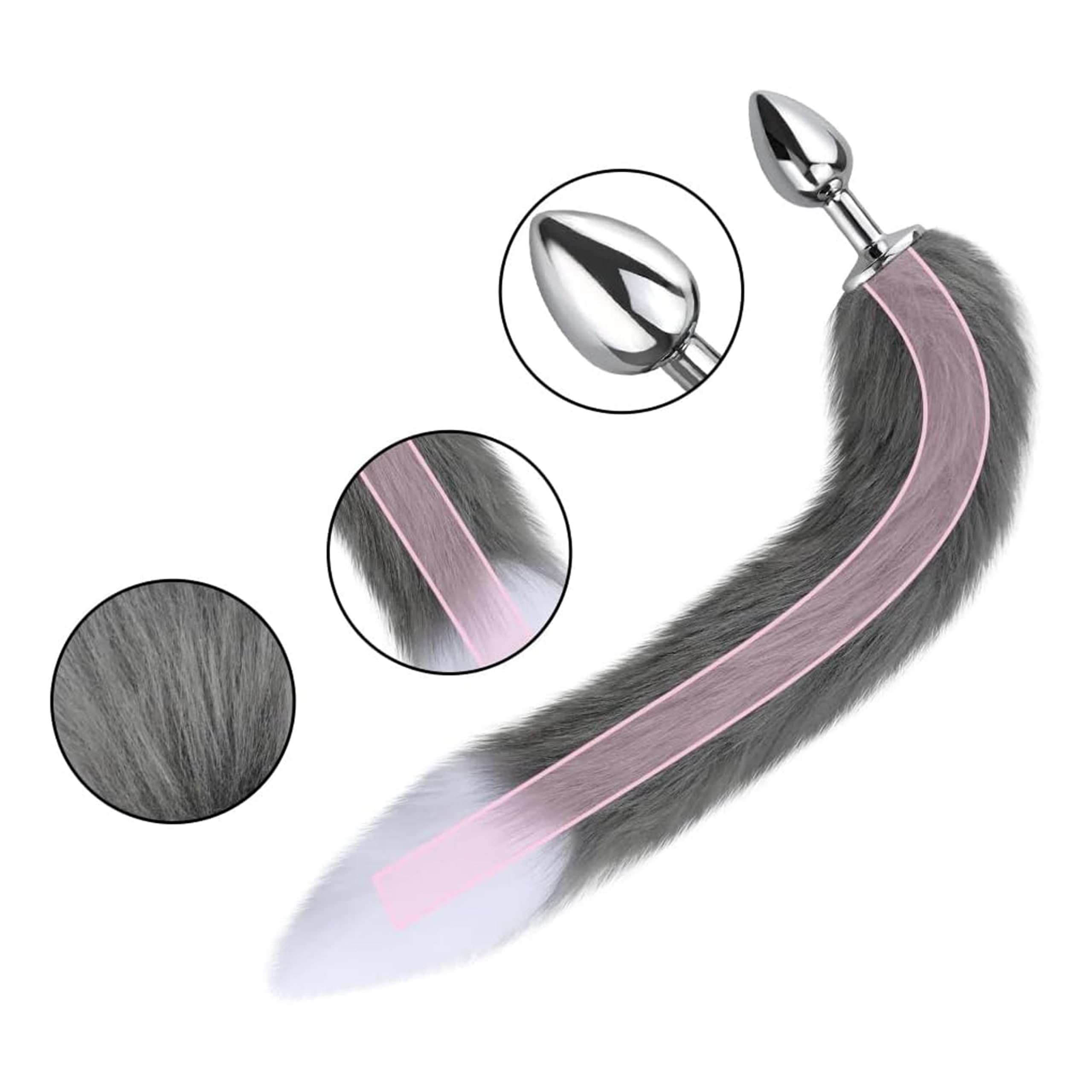 inoxidable Butt Plug Plug anal con cola de zorro Fox de Fetiche Tail para SM parte Disfraz Cosplay Party Tope Ano Sex juguete Punta Cónica