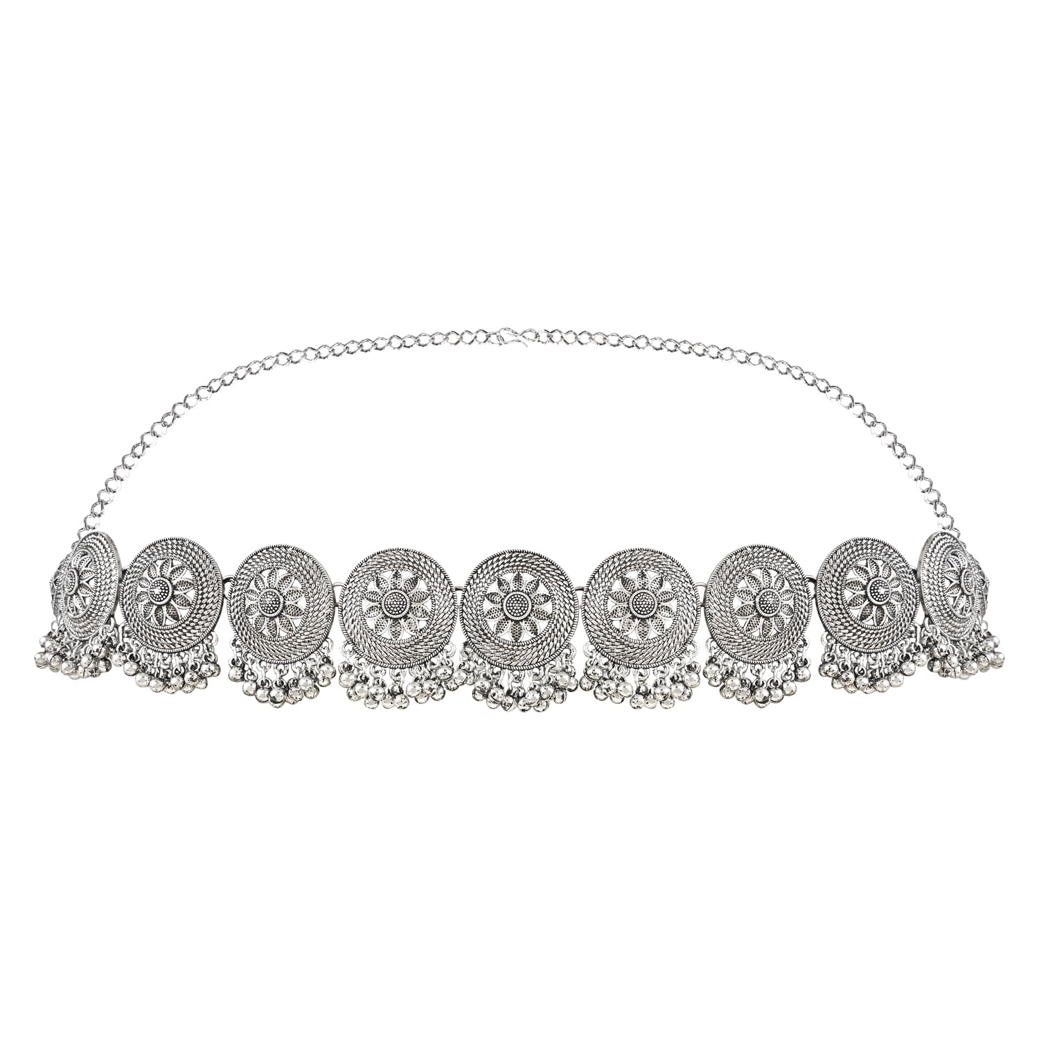 I Jewels Ethnic Silver Oxidised Traditional Embellished With Ghungroo Adjustable Boho Waist Chain/Belly Chain/Kamarband For Women (B050S) (B0C7QS9CB7) Amazon Price History, Amazon Price Tracker