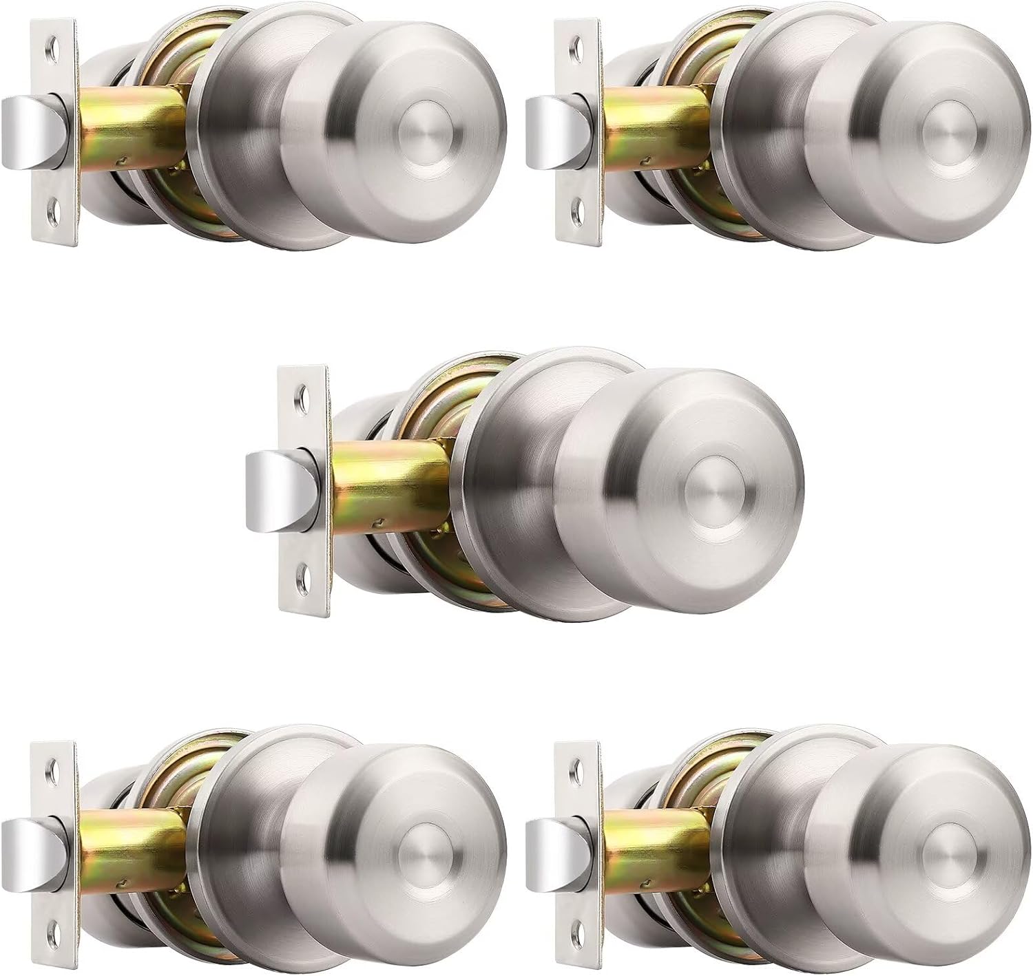 Probrico Closet Door Knob Passage Black Door Knob Without Key Interior Door Knob No-Locking Door Knob for Hallway 3 Pack