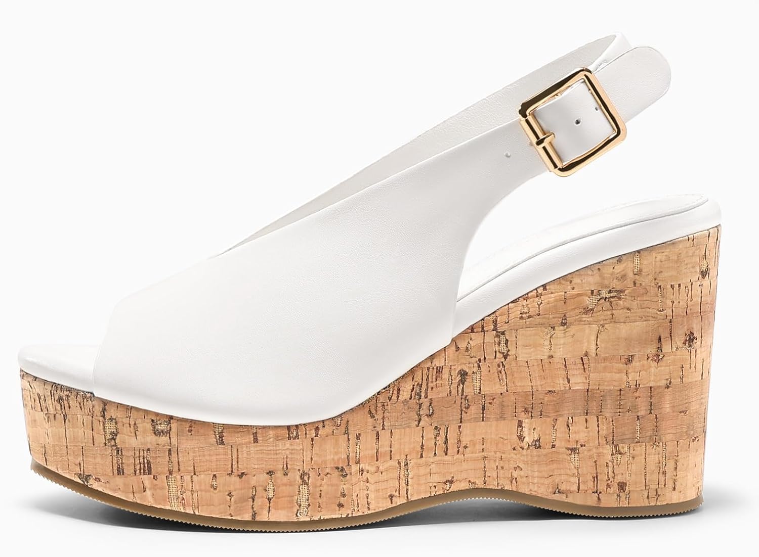 Coutgo Womens Platform Wedge Sandals Open Peep Toe Slingback Cork High Heels Summer Beach Shoes - Image 4