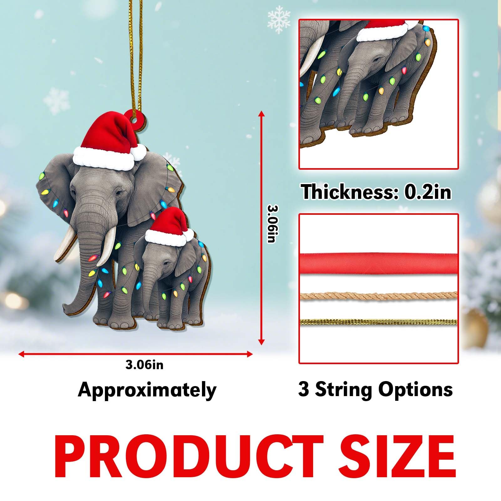 Cute Animal Christmas Ornaments - Wooden Hanging Decorations -4