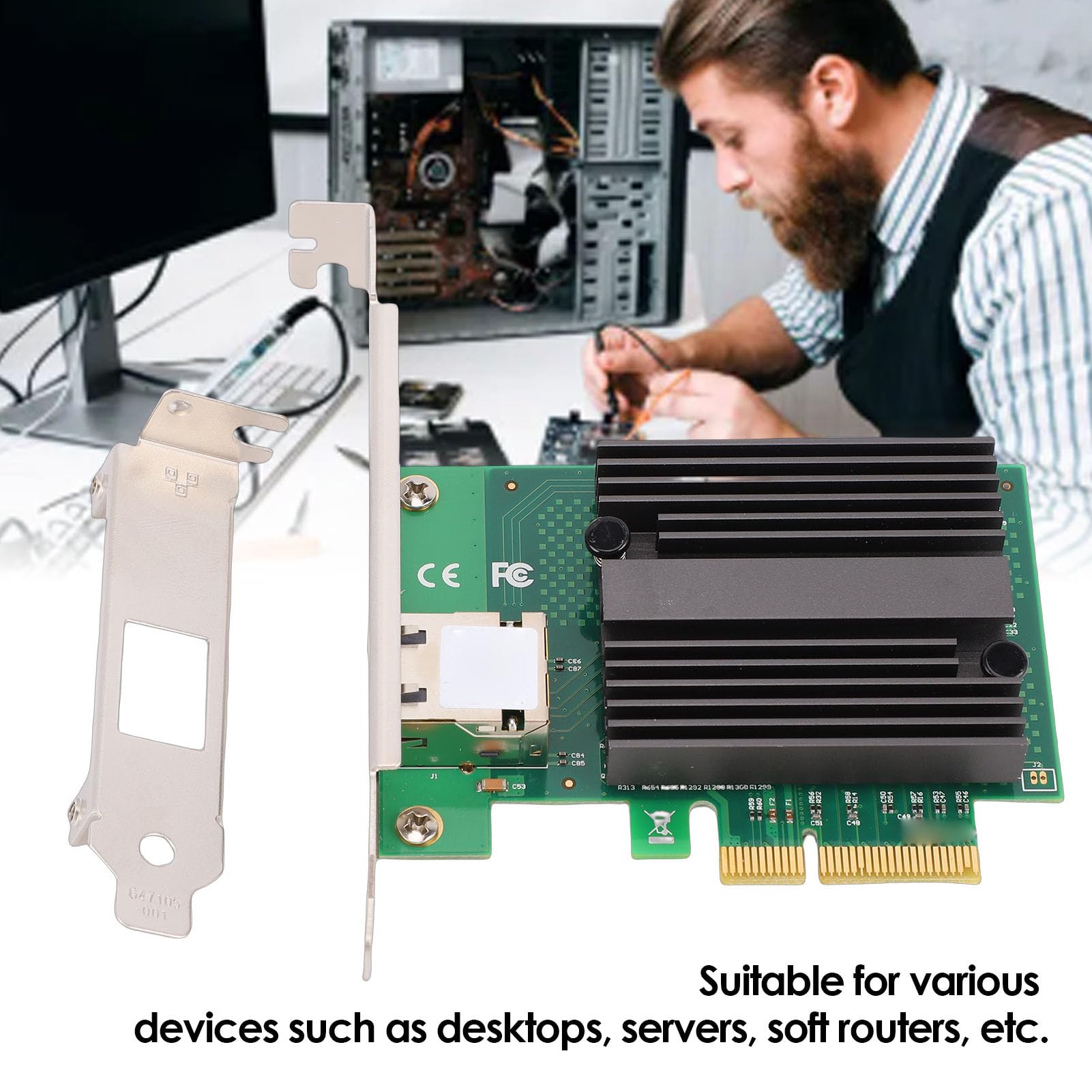Scheda Adattatore di Rete Ethernet, Scheda di Espansione Gigabit PCIe X4 10G, Placcata Oro con Dissipatore di Calore, Ideale per Controller, Server, NAS e Router