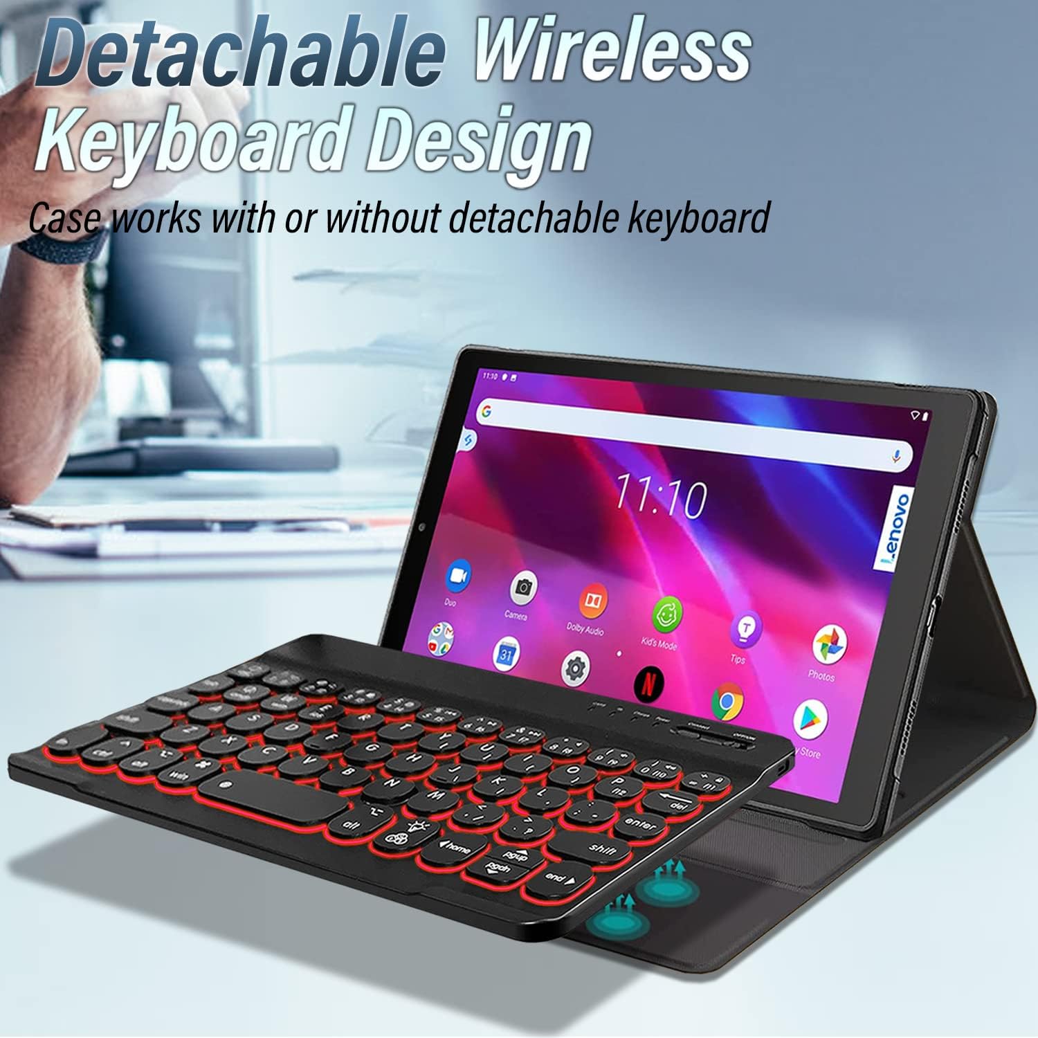 Backlit Keyboard Case for Lenovo 8.0 Inch Tab M8 Gen 3 2022/ Smart Tab M8 Gen 3 2022/Tab M8 HD LTE 2021/ Tab M8 HD,Detachable Wireless Keyboard & PU Folio Case
