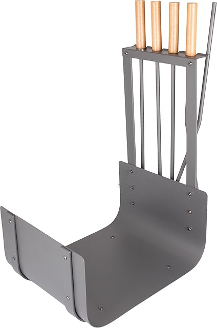 Valiant 4-Piece Fireside Companion Set with Integrated Log Stand