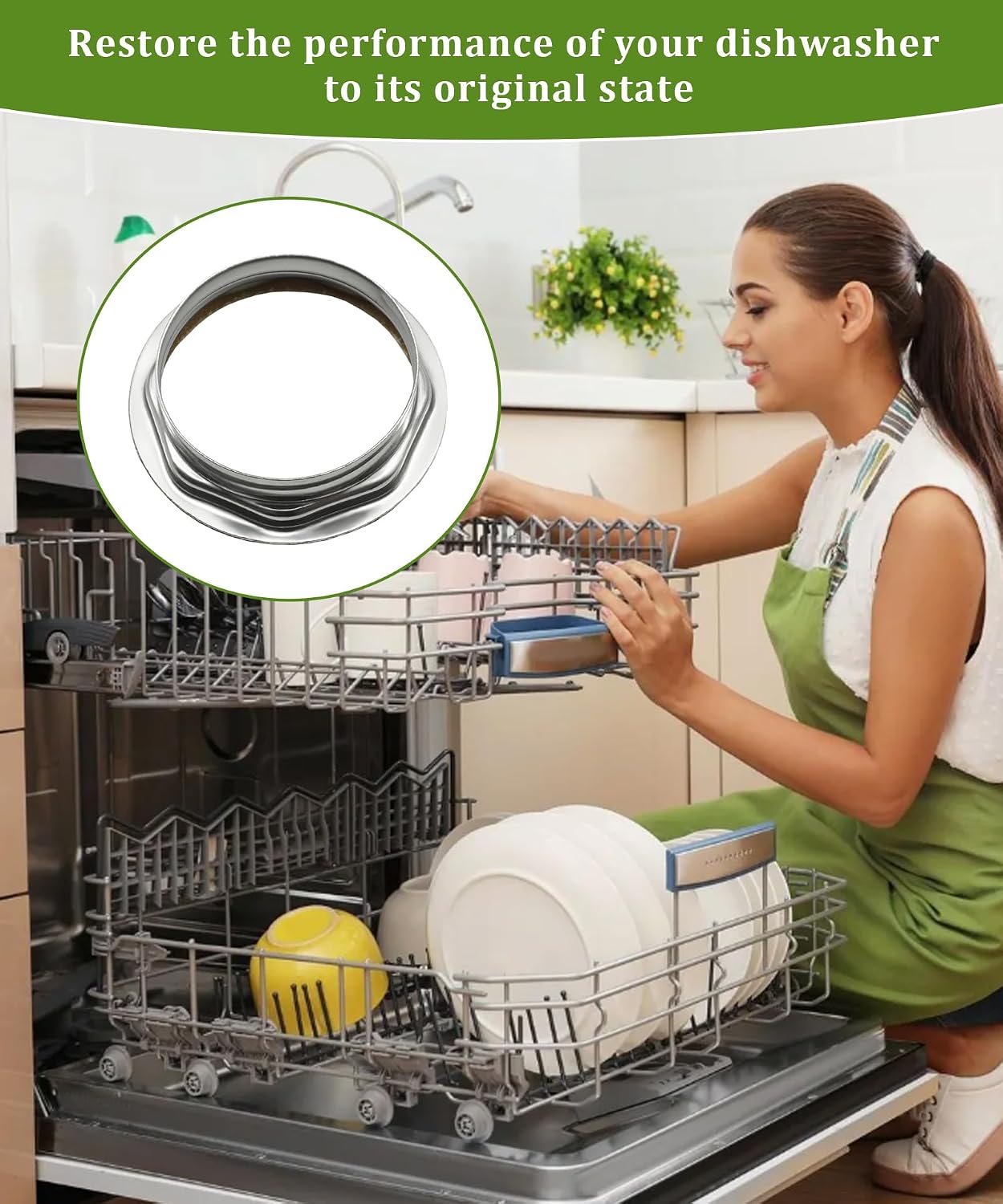 00636865 10006646 Dishwasher Nut,Threaded Ring Compatible with Zeolite 3,Fits For Bosch Thermador Dishwasher SHP878ZD5N/01,Replaces AP6330076,EAP12366603,PS12366603,ABS11489,PD00073071