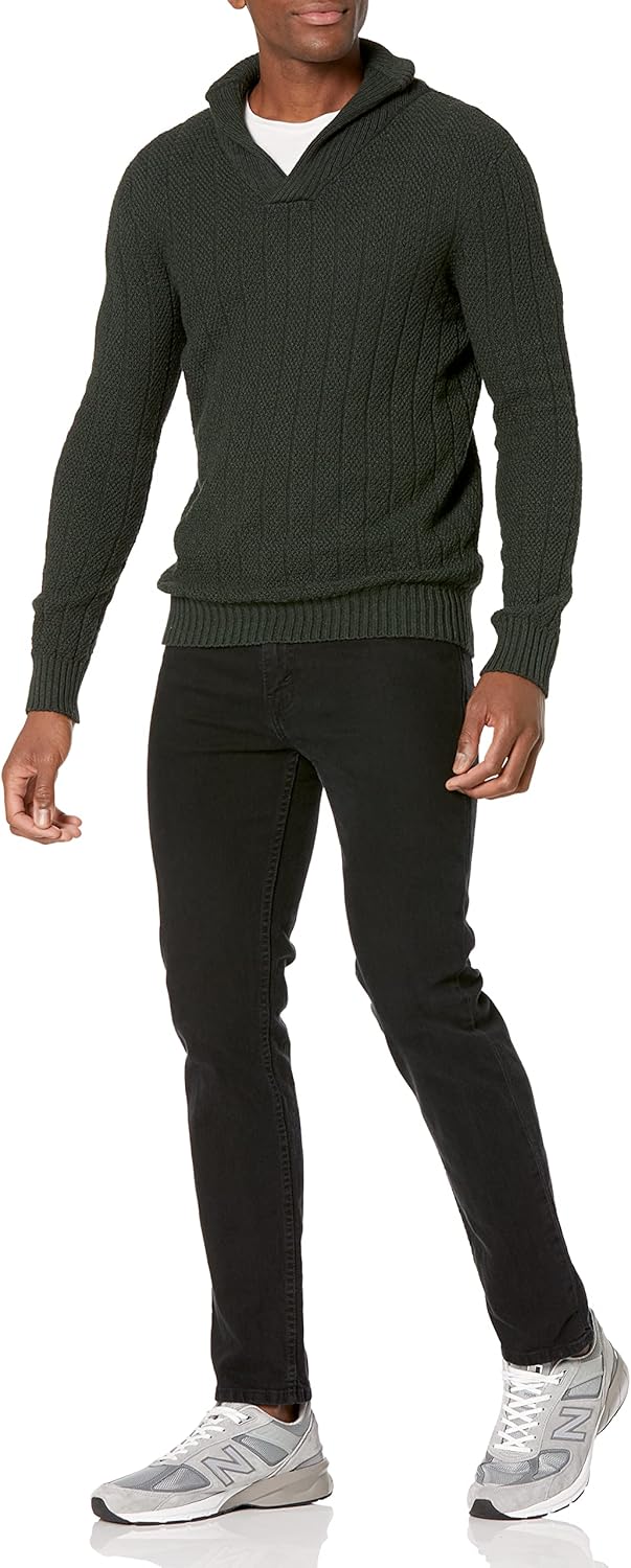 Men's 3D Cotton Thermolite Shawl Collar Pullover Sweater