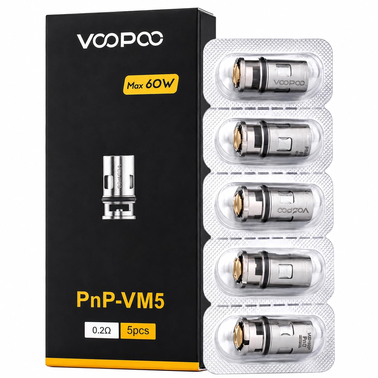 VOOPOO PnP VM5 Coils 0.2 Ohm Mesh Coil Replacement Atomizer [Pack of 5]