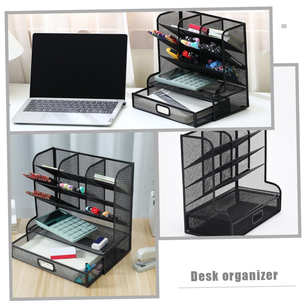 Gadpiparty Organizer per Articoli Artistici in Metallo Rete Design Portapenne da Scrivania Contenitore Portaoggetti Organizer per Matite e Penne