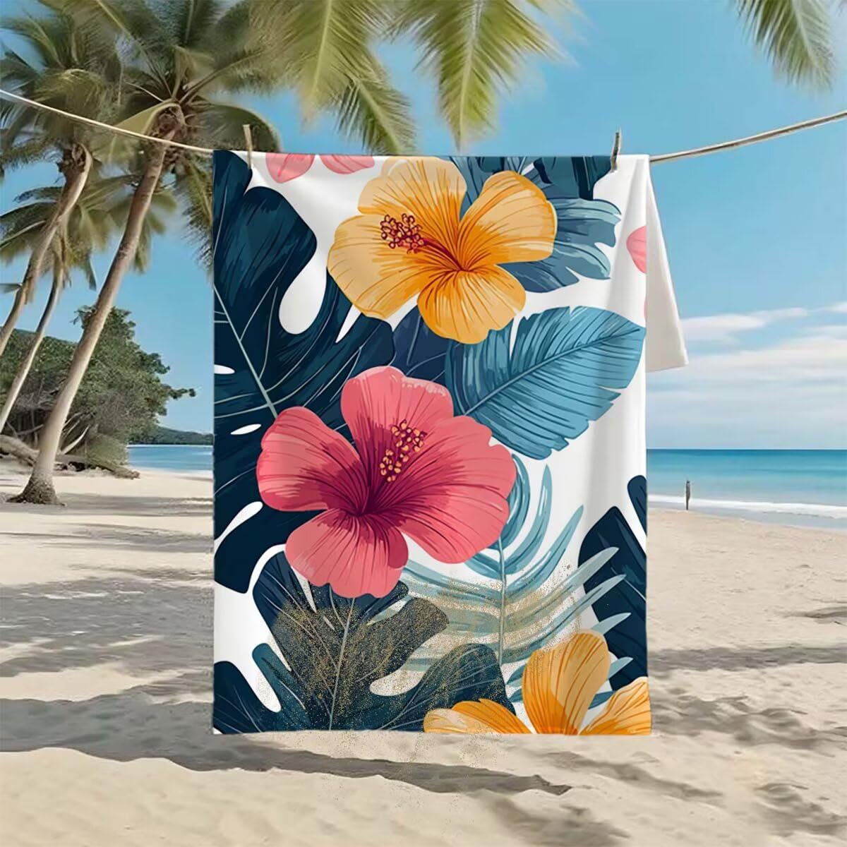 Toalla Playa XXL 220x100cm/35x70cm, Juego de 2 Toalla de Playa Grande Moderno, Microfibra, Secado Rápido y Antiarena, Absorbente, Suave, Toallas de Baño Microfibra con Bolsa para Gym Gimnasio Yoga F-8