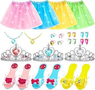 Princess Dress Up for Girls Aged 3 4 5 6, Dress Up Clothes for Girls & Jewelry Boutique, Princess Skirts, Shoes, Toys Boutique, Princess Dress Up Costumes Set for Halloween, Christmas, Birthday Gift - Buy now