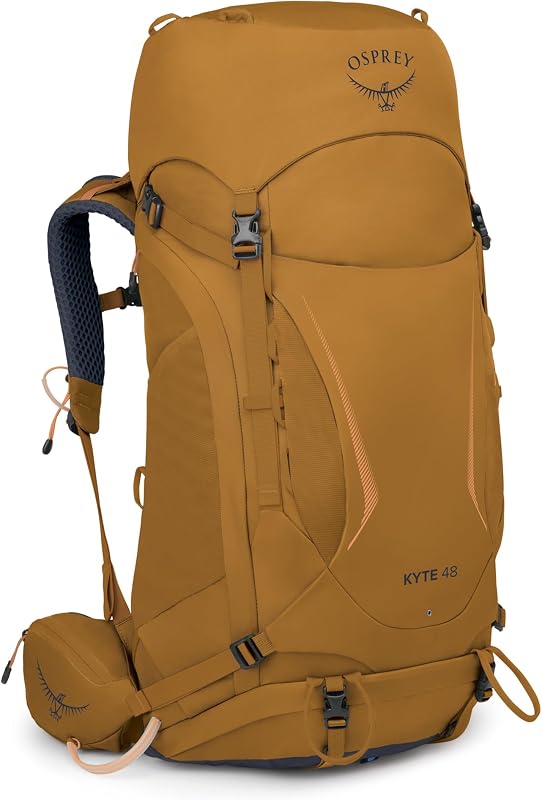 Mochila tipo mochila para mujer Kyte 48L, marrón WXS-S | Paquete de senderismo, equipo de campamento, paquete de viaje nocturno, cubierta impermeable para la lluvia, cubierta para la lluvia incluida, almacenamiento impermeable, bolsa seca