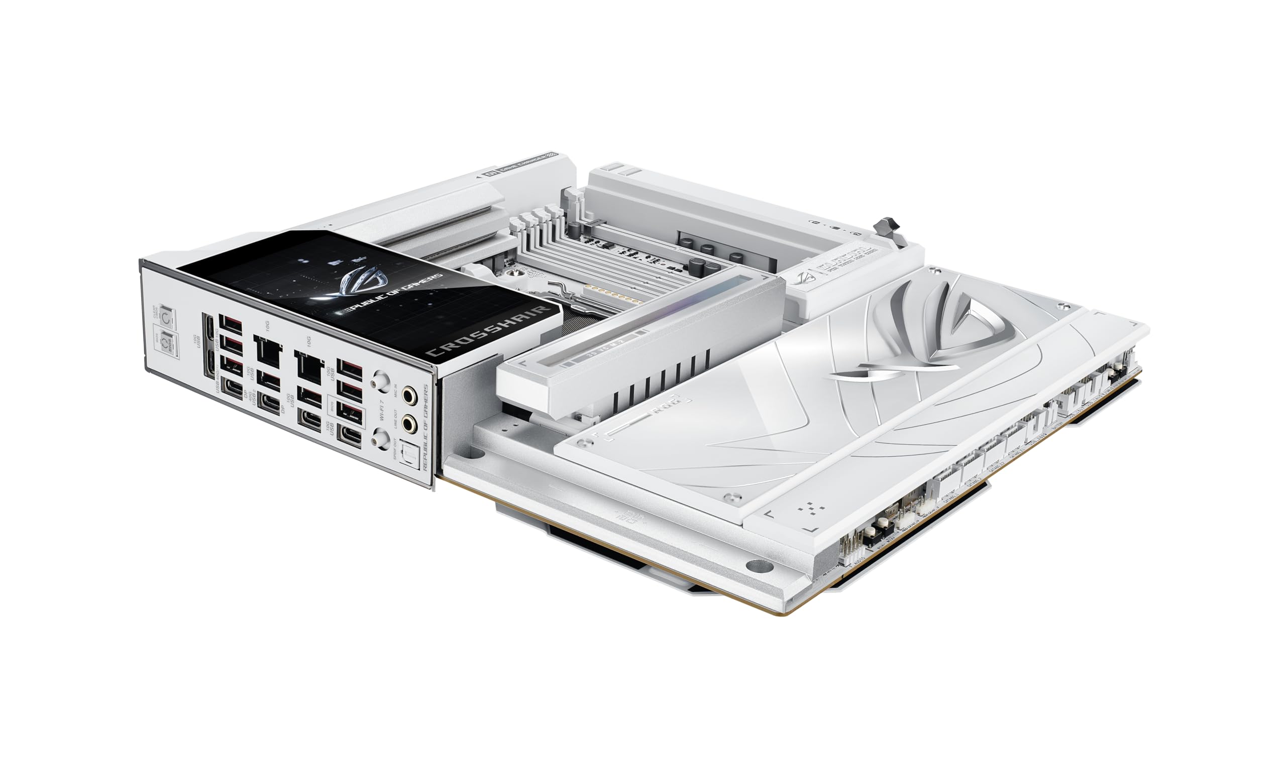 ASUS ROG Crosshair X870E Kühler, AMD E-ATX Motherboard, 24+2+2 Leistungsphasen, DDR5-Steckplätze, zwei PCIe® 5.0 x16 Safe-Steckplätze, sieben M.2-Slots, Dual Realtek 10G Ethernet, AI Cache Boost, Full