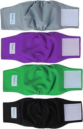 Teamoy 4 Pcs Reusable Wrap Diapers for Male Dogs Washable Puppy Belly Band Teamoy 4 Pcs Reusable Wrap Diapers for Male Dogs Washable Puppy Belly Band