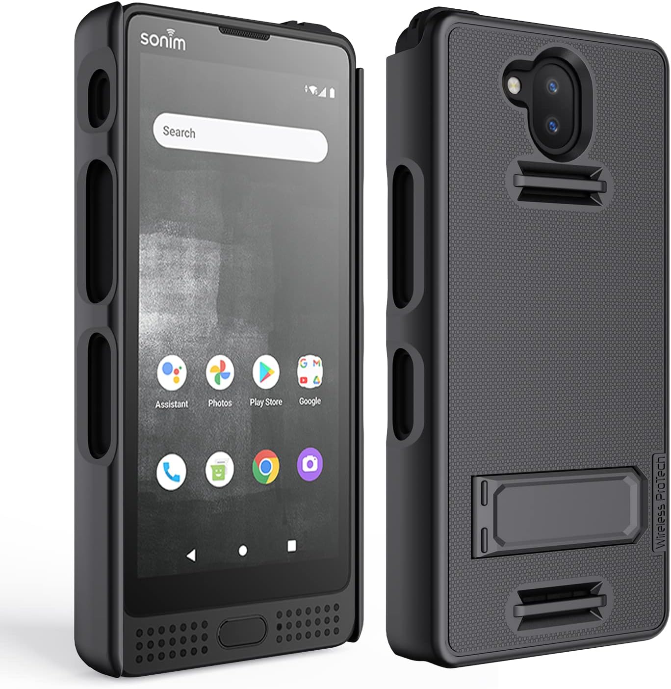 Case Compatible with Sonim XP10 (XP9900), Protective Shell Case with Kickstand and Screen Protector (Black)