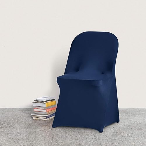 Vista 131 de Funda de silla Peomeise plegable, de elastano para banquete de boda, comedor, evento. Blanco