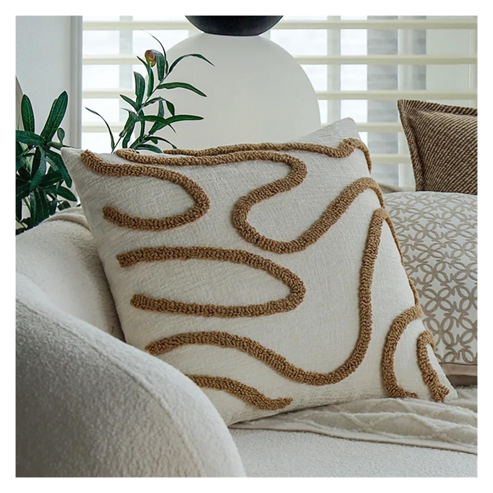 IUVYTA Chenille Pillow Covers Soft Embroidered Throw Pillow Covers Decorative Cozy Chenille Cushion Cases for Couch Sofa(Color 20)