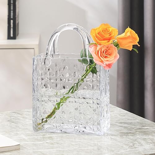 Jarrón de bolsa, florero de bolsa de vidrio, florero de vidrio transparente, florero moderno, florero estético para flores, jarrón decorativo con