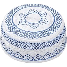 GREUS Mens Muslim Prayer Hat Arab Beanie Skull Embroidery Islam Kufi Cap Pakistani Topi Kufi Hat Male Hajj Mosque Headwear