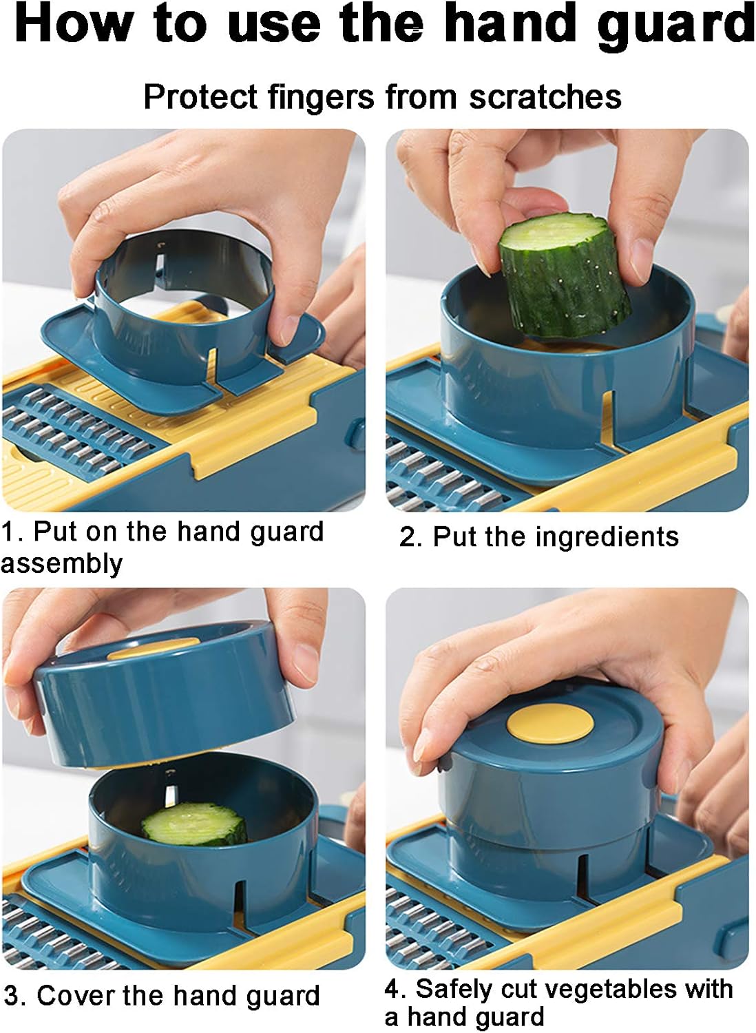 Mandoline Slicer Cutter Onion Mincer Chopper Food Chopper Hanging Multifunctional Vegetable Grinder with Hand Protector for Potato Salad Fruit Vegetable Chopper Adjustable-Blue 27x8x10cm(11x3x4inch)