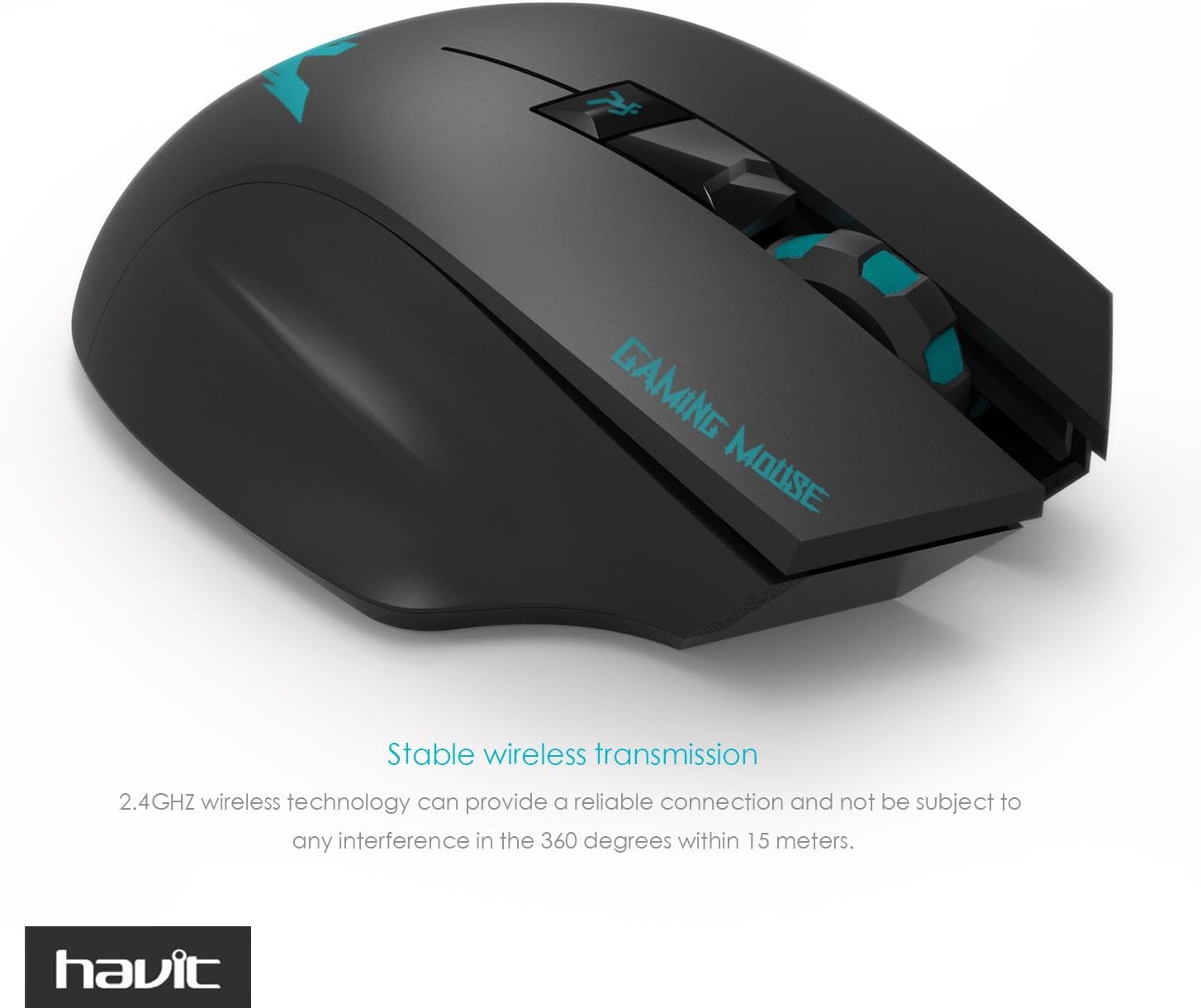 HAVIT Ergonomic Wireless Mouse 2.4GHz Optical Vertical Mouse with 3 Adjustable DPI 800/1200/ 1600, 6 Buttons (Matte Black)
