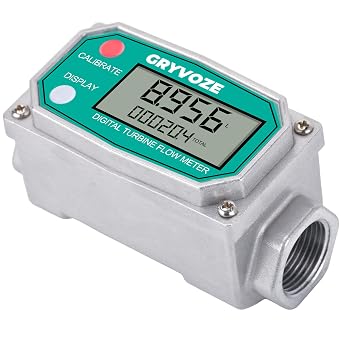 3/4 Inch Digital Turbine Fuel Flow Meter, 0.8-13.2 GPM Inline NPT Thread Flowmeter for Water, Diesel, Gas Oil, Kerosene, Methanol, and Other Liquids - Supports Gallon, QTS, PTS, L, m3