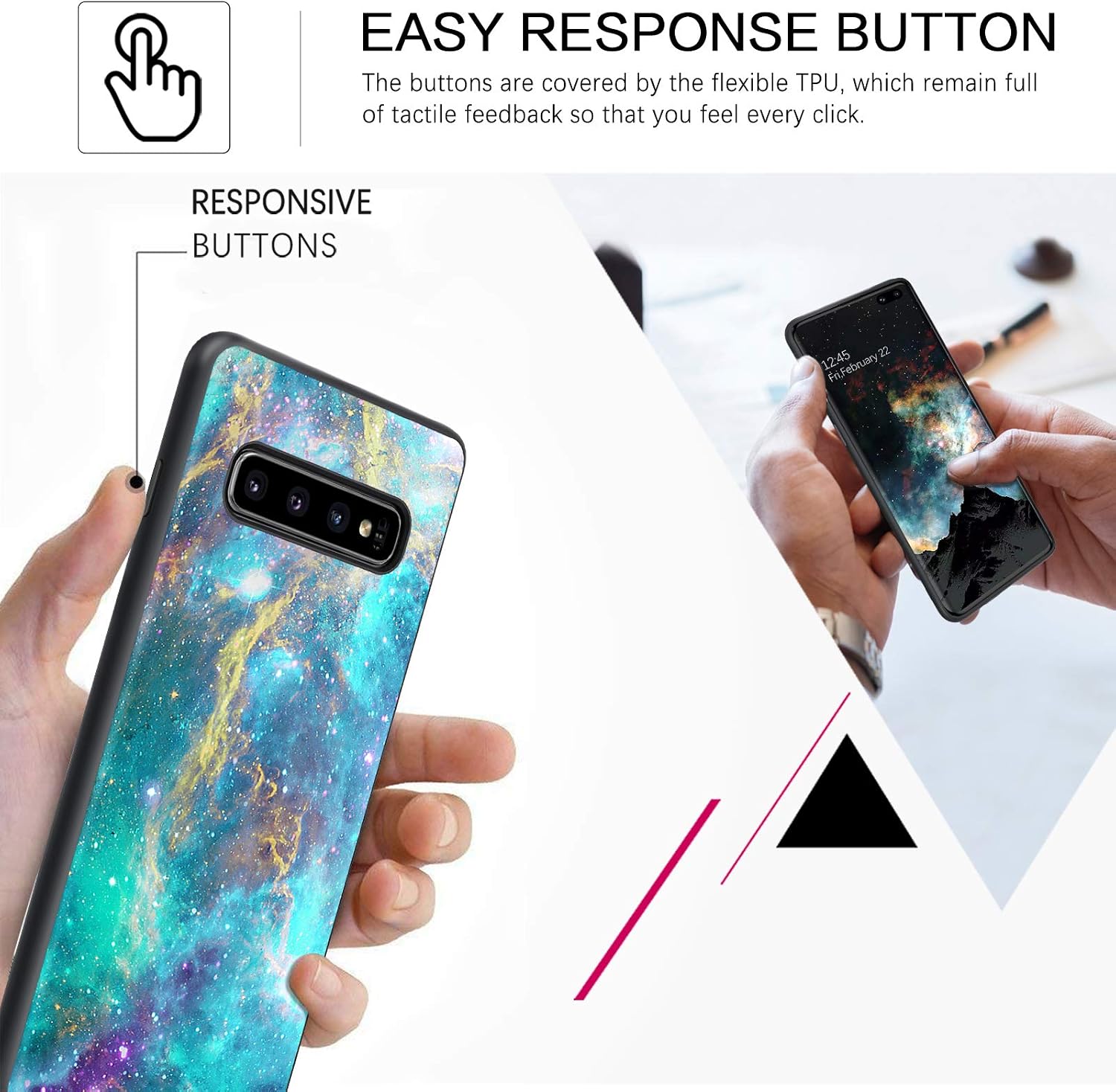 BENTOBEN Samsung Galaxy S10 Plus Case, Slim Fit Glow in The Dark Soft Flexible Bumper Protective Shockproof Non-Slip Cute Cases Cover for Samsung Galaxy S10+ Plus 6.4" (2019), Nebula/Galaxy Design